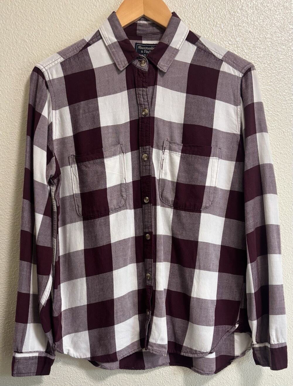 Abercrombie & Fitch Plaid Flannel Button Up Long Sleeve Shirt Y2K Women’s Size S
